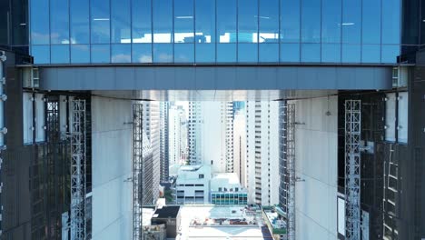 Close up ascending shot of Brisbane&#039;s City Queens Wharf Casino development