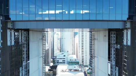 close up ascending shot of brisbane's city queens wharf casino development