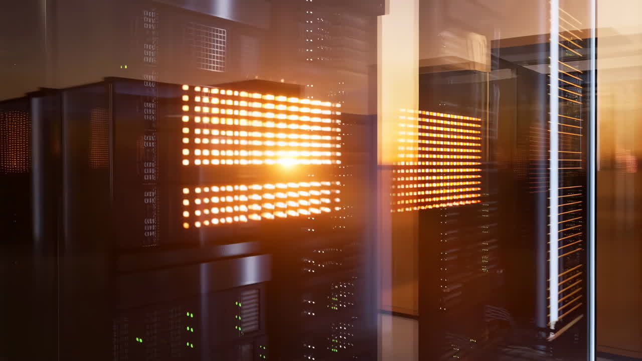 Glowing Server Racks in a Data Center