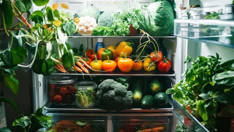 a refrigerator filled with lots of different types of vegetables