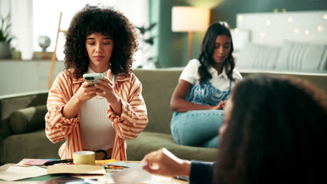 women working on mood board together