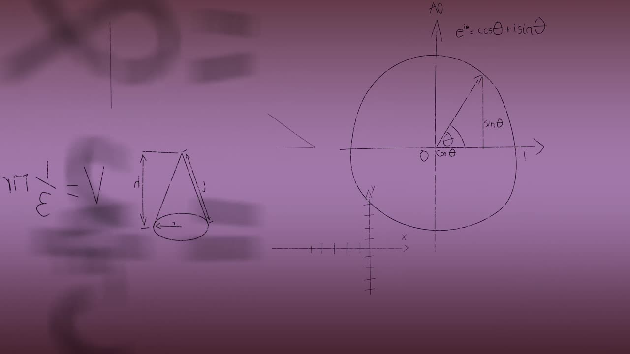 animación de ecuaciones matemáticas sobre un fondo rosa