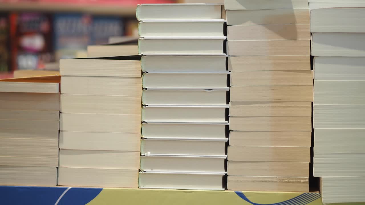 Stacks of Books in a Bookstore