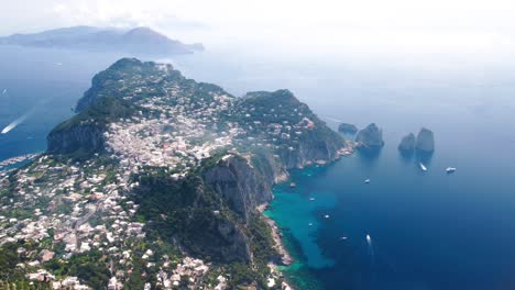 aerial - view of faraglioni from mount solaro, capri, italy