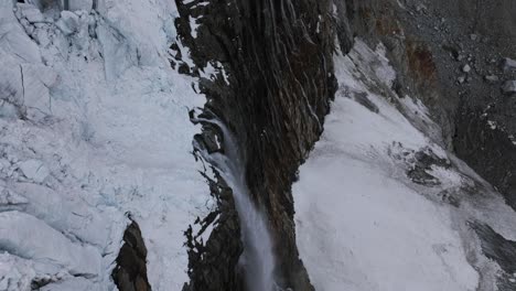 melting glaciers at fellaria of valmalenco in italy, global warming concept