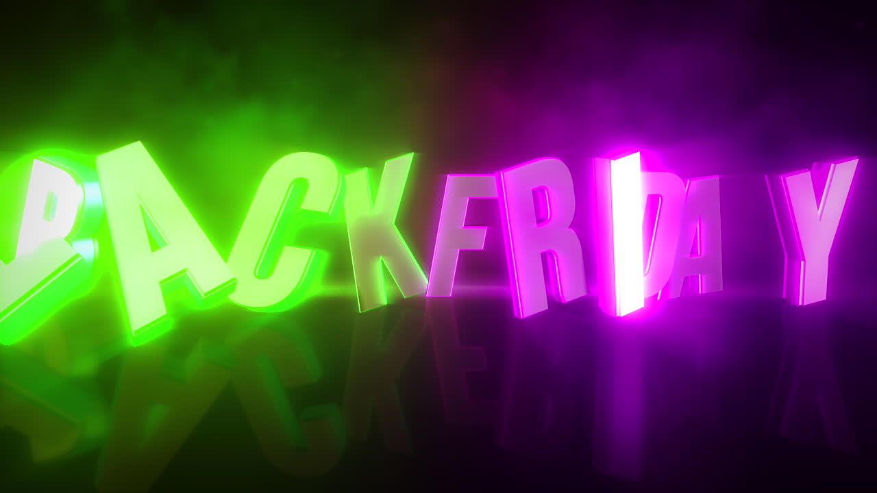 texto de introducción de animación viernes negro y luces de neón brillantes fondo abstracto