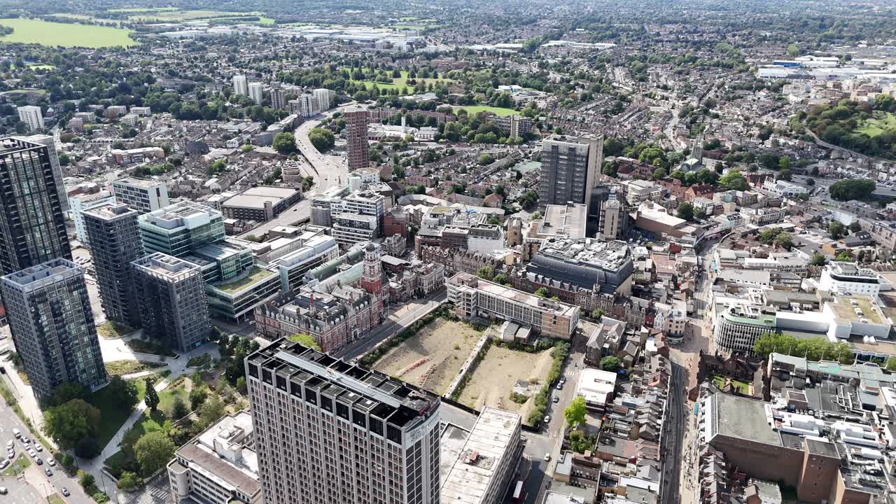 Croydon town centre south London UK drone,aerial 4K footage