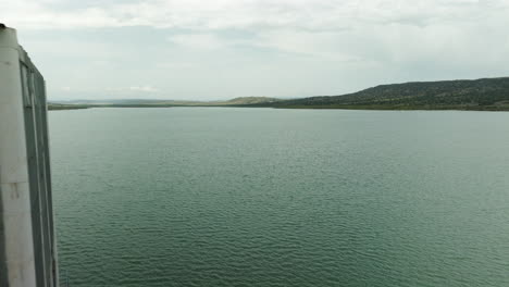 Dali-Mta-lake-reservoir-and-desolate-control-tower-and-bridge,-Georgia