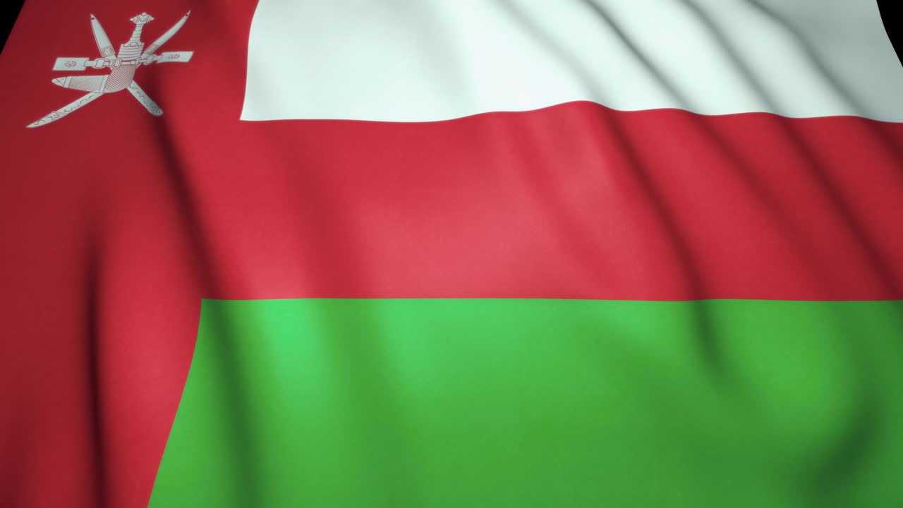 Waving realistic Oman flag background. Loop animation