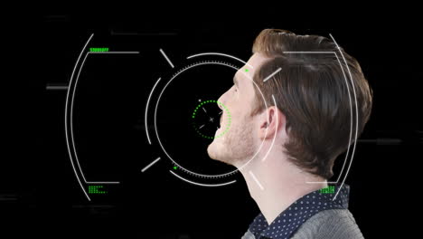 animation of scope scanning and data processing over businessman