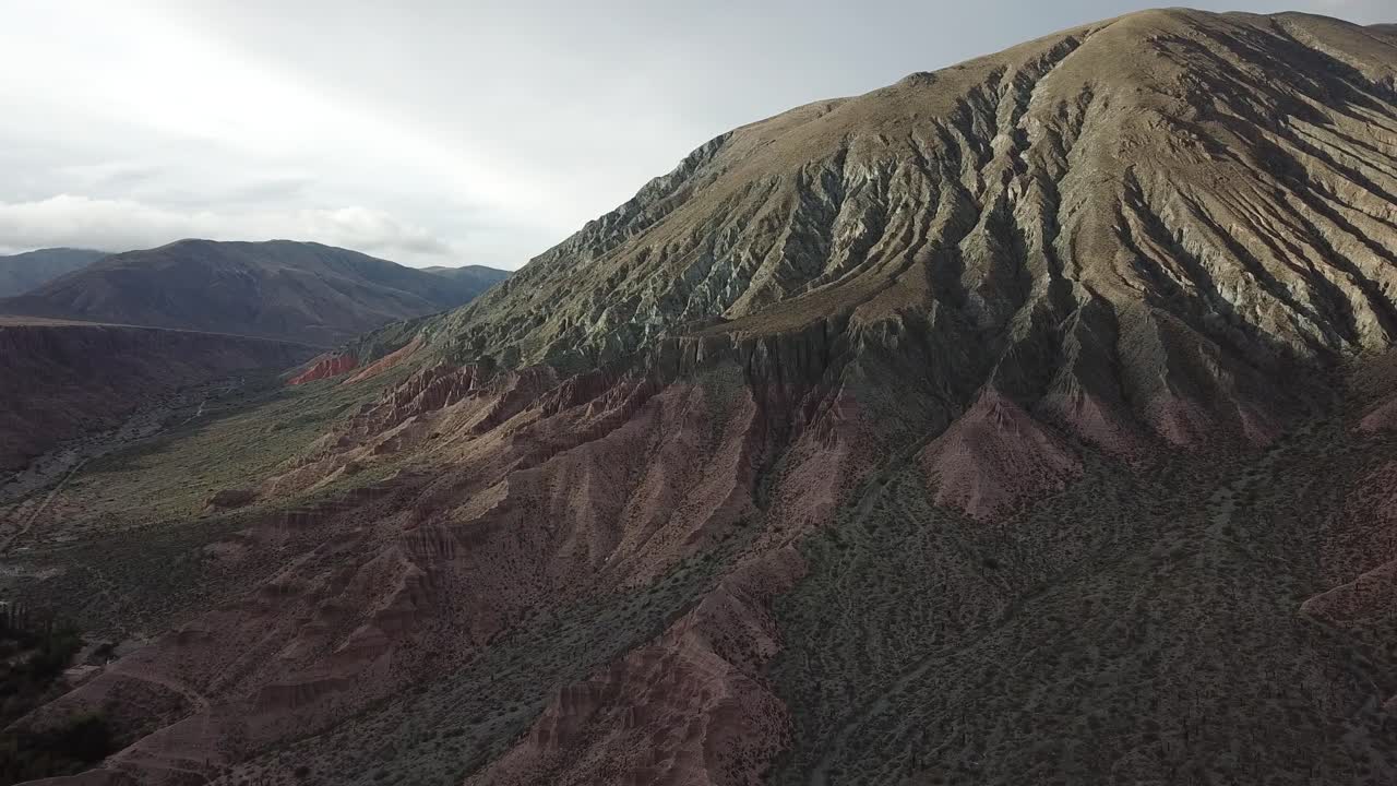Amazing Landscape of Jujuy Province, Argentina. Aerial View of Colorful Hills Under Sunset Sunlight