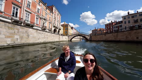 canal tour in a european city