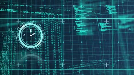animation of clock over data processing on grid