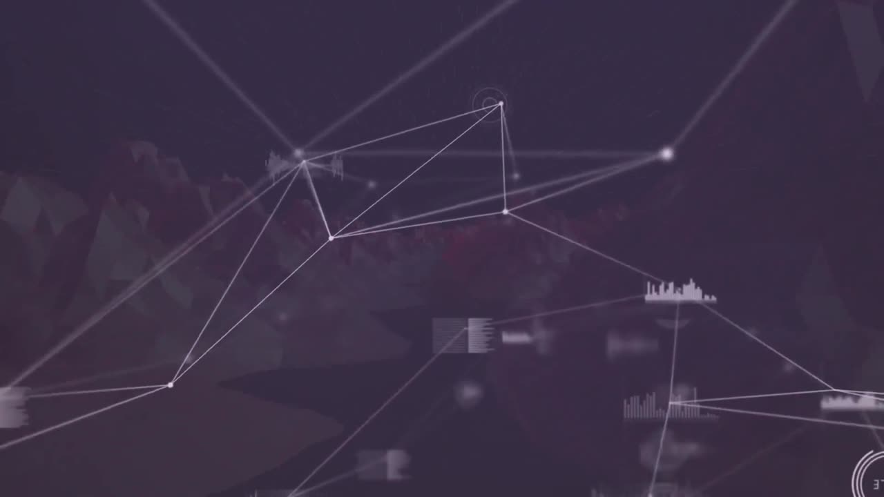 animación de redes de conexiones sobre montañas giratorias