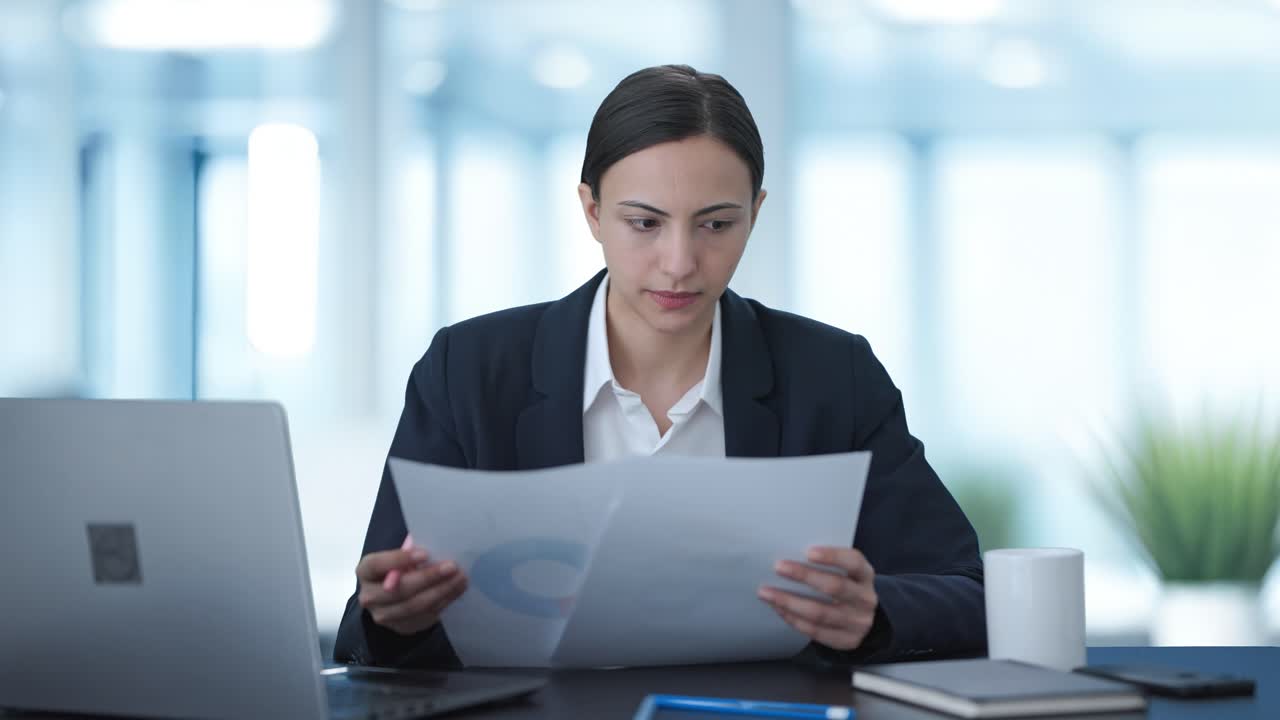mujer de negocios india firmando un contrato serio