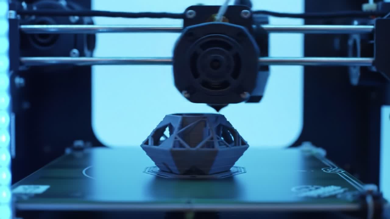 The Intricate Process of 3D Printing: A Close-Up View of a 3D Printer in Action, Showcasing Layer by Layer Construction of a Complex Design in Stunning Detail