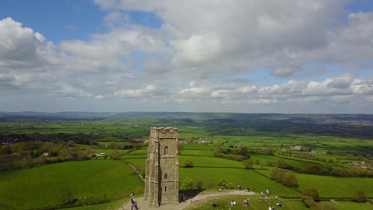 Glastonbury Tor flyby towards Wells Somerset