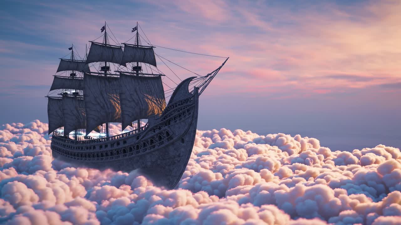 Veliero tra nuvole da sogno