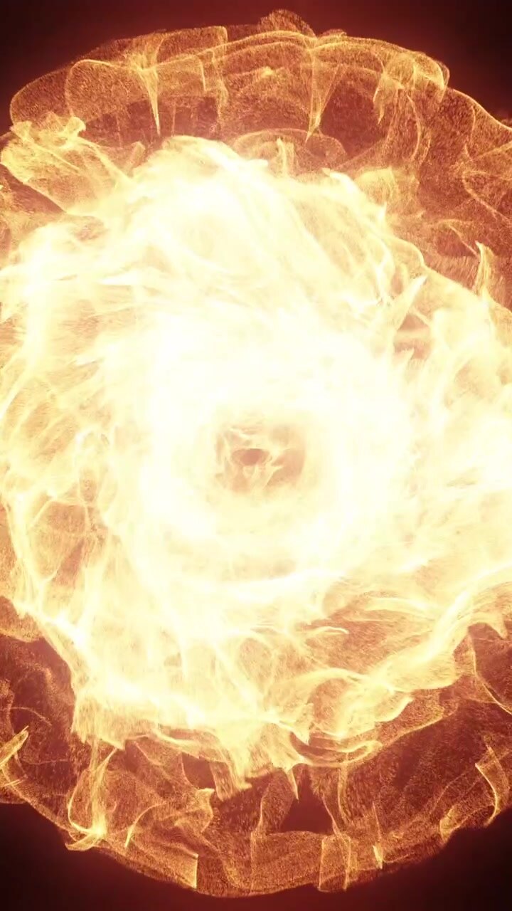 Abstract Golden Fire Energy Sphere Expanding and Fading