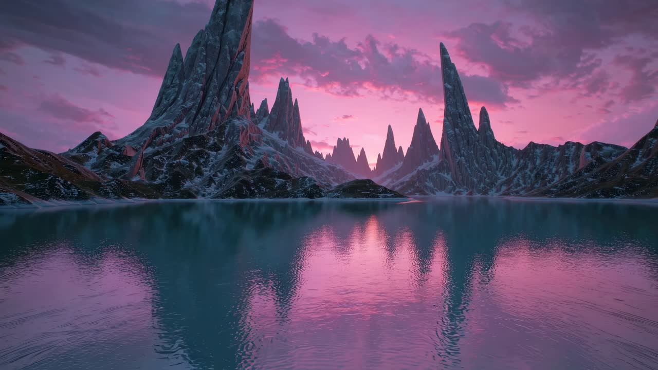 Fantasy Mountain Sunset Landscape