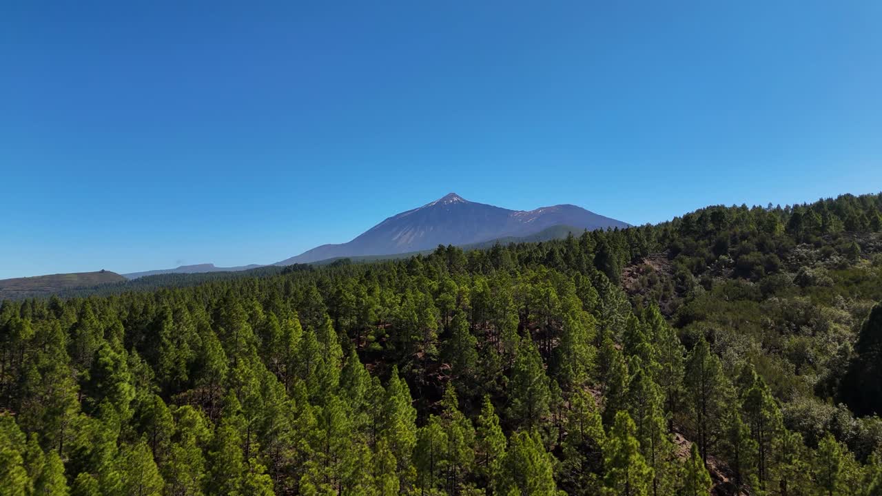 Teide from the village of el tanque, tenerife, surrounded by nature, aerial view