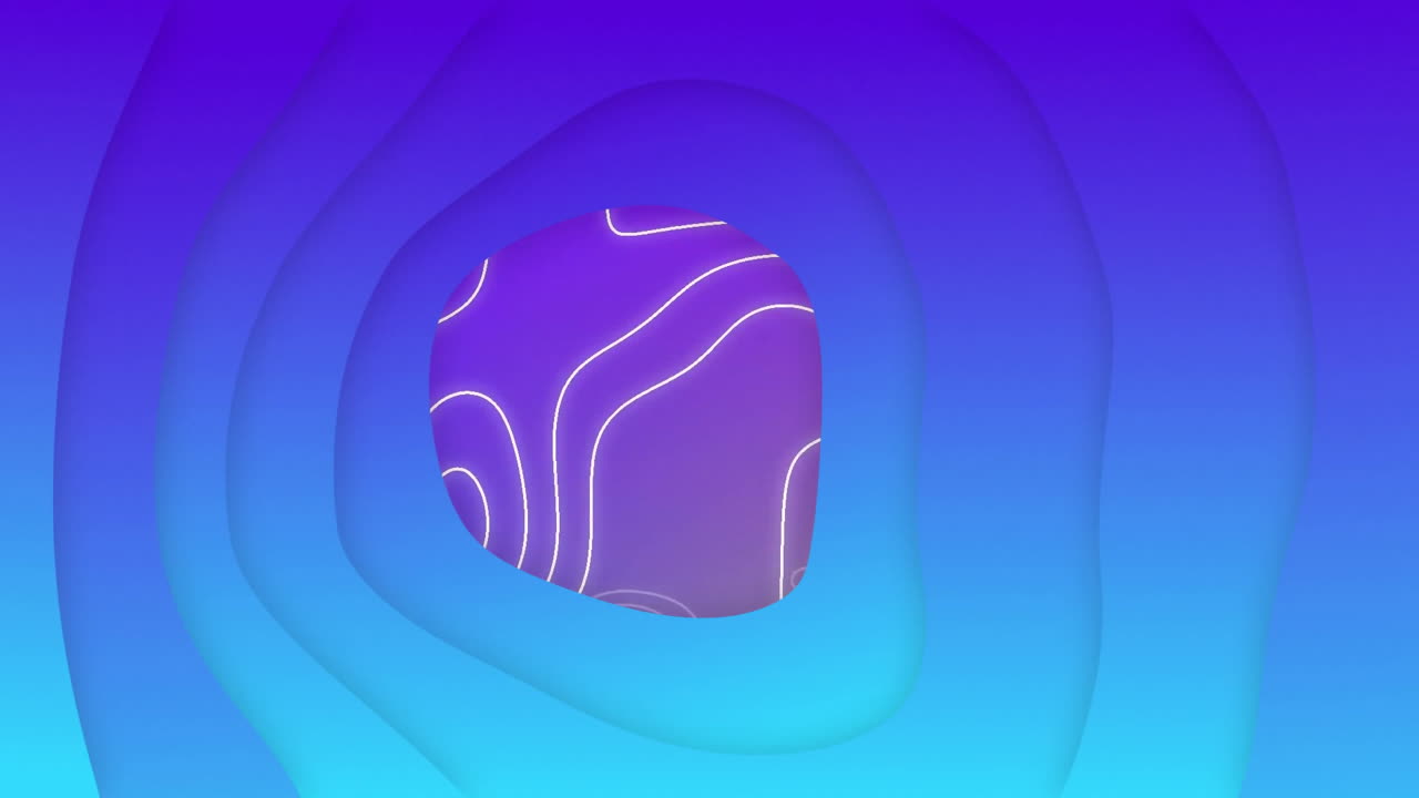 Animation of blue layers moving over pattern on purple background