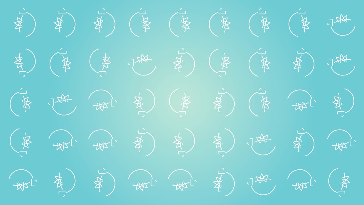 크리스마스 플래트 시엄리스 루프 배경: 크리스마스 트리, 크리스마스 선물, 크리스마스의 공과 미튼, 파란색 배경, 형태 애니메이션, 4k uhd 비디오