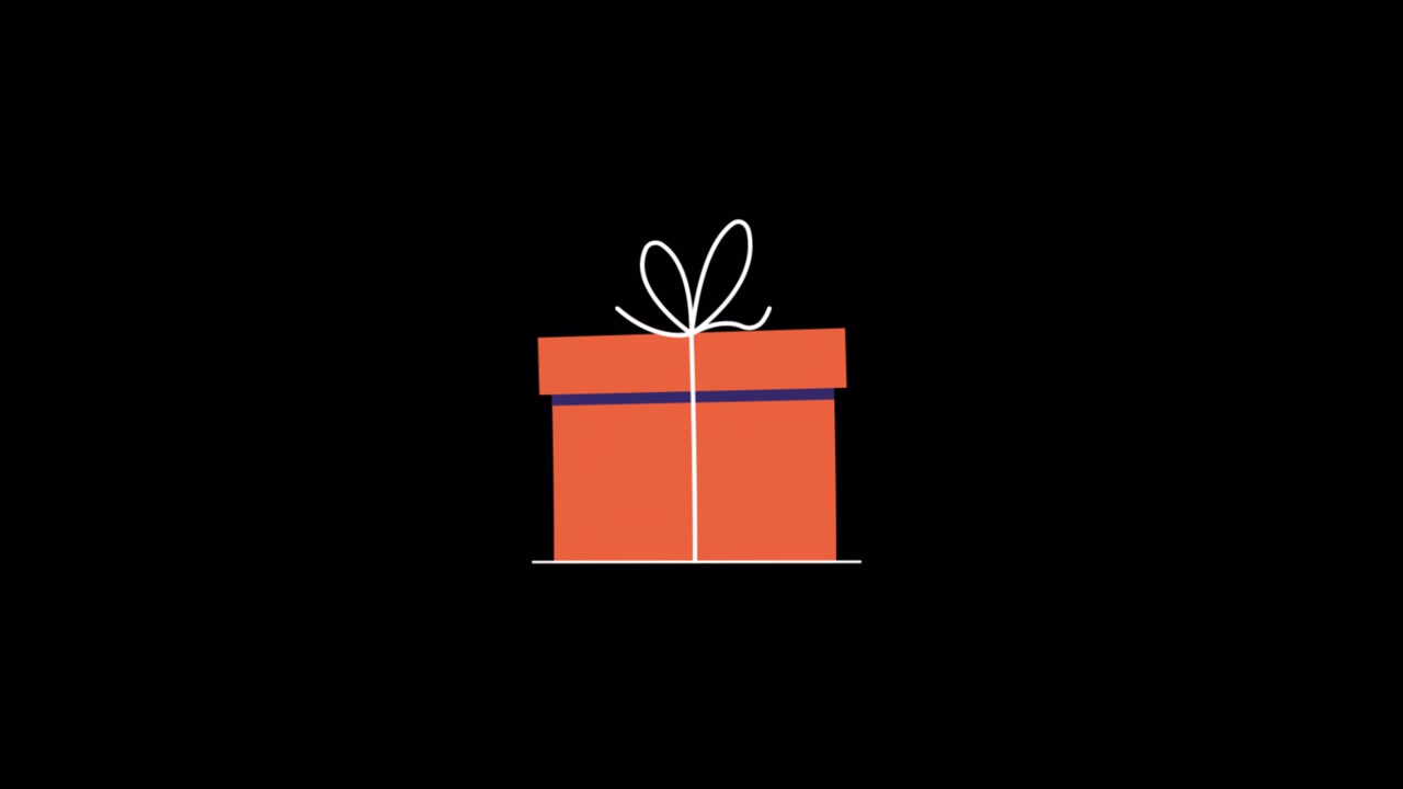 Animated Gift Box Wiggling on Black Background