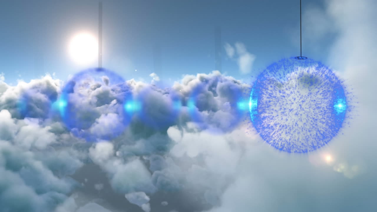 구름진 하늘 위 에 있는 크리스마스 장식물 의 애니메이션