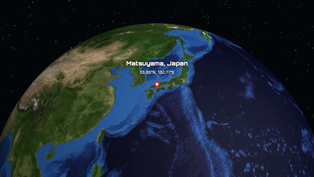 Digital Globe Zooming into Matsuyama Japan