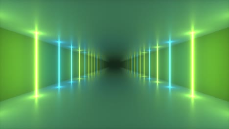 neon green and blue tunnel 3d rendering
