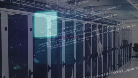 animación del anillo de carga sobre el procesamiento de datos y la sala de servidores