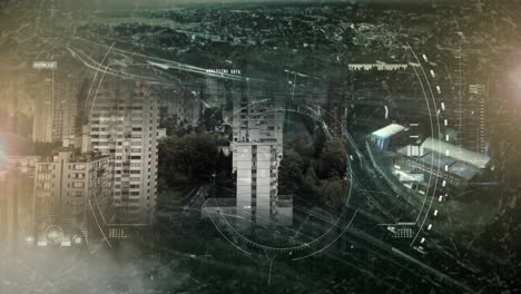 vista aérea de la ciudad y la interfaz
