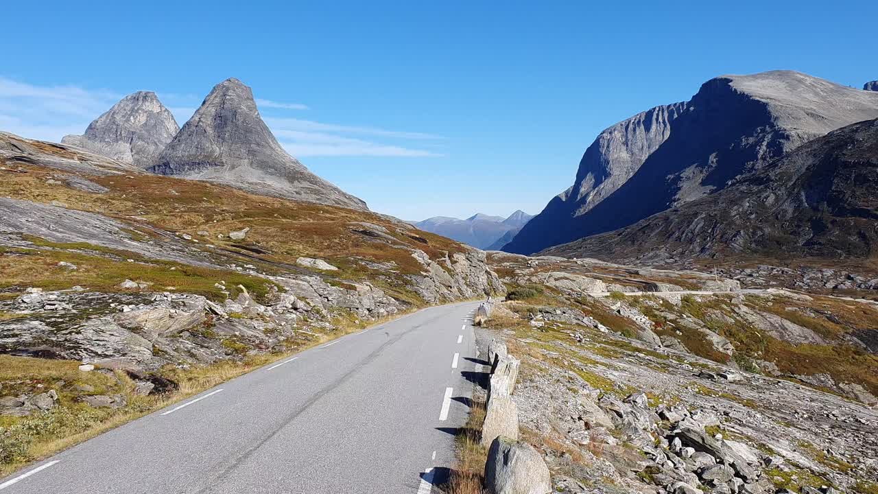 Incredible steep montain summits against a blue sky