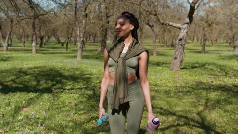 Woman-walking-in-the-forest