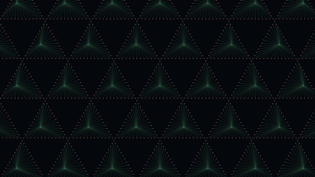 Abstract geometric green light rays pattern on black background seamless footage