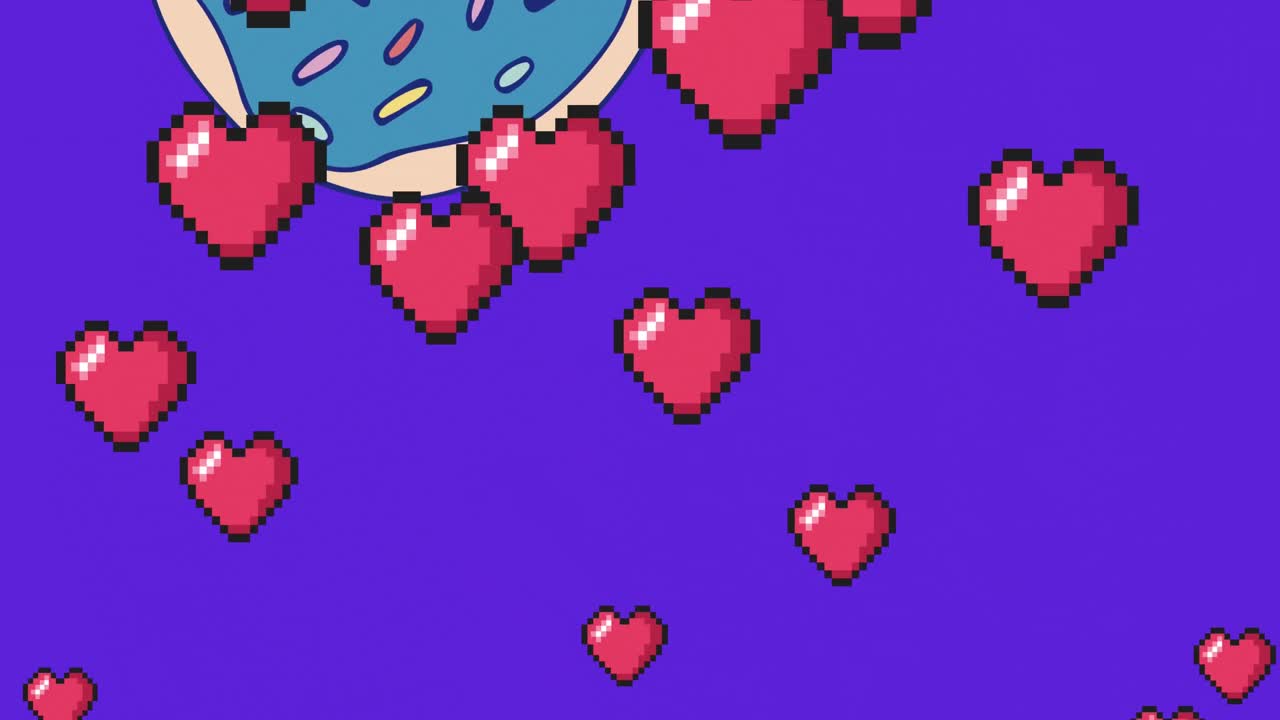 파란색 배경 에 있는 심장 과 도 ⁇  아이콘 의 애니메이션