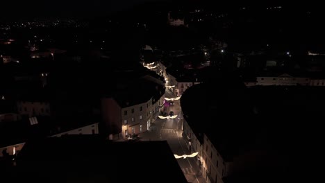 malo town road with christmas lights at night in the province of vicenza, italy