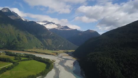 aerial shot of a wondrous valley in new zealand