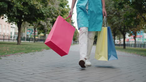 mujer lleva bolsas de compras 1