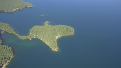 aerial view of island in a lake