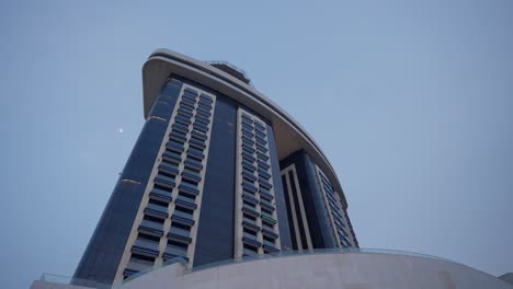 view for a hotel in el alamein, egypt in the evening low angle shot, arc shot