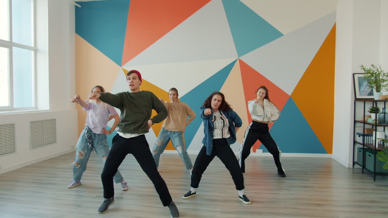 Teenagers Performing Hip Hop Dance in a Studio