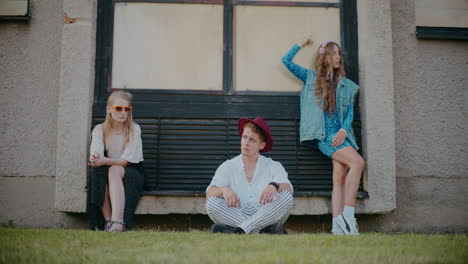 group of friends posing outdoors