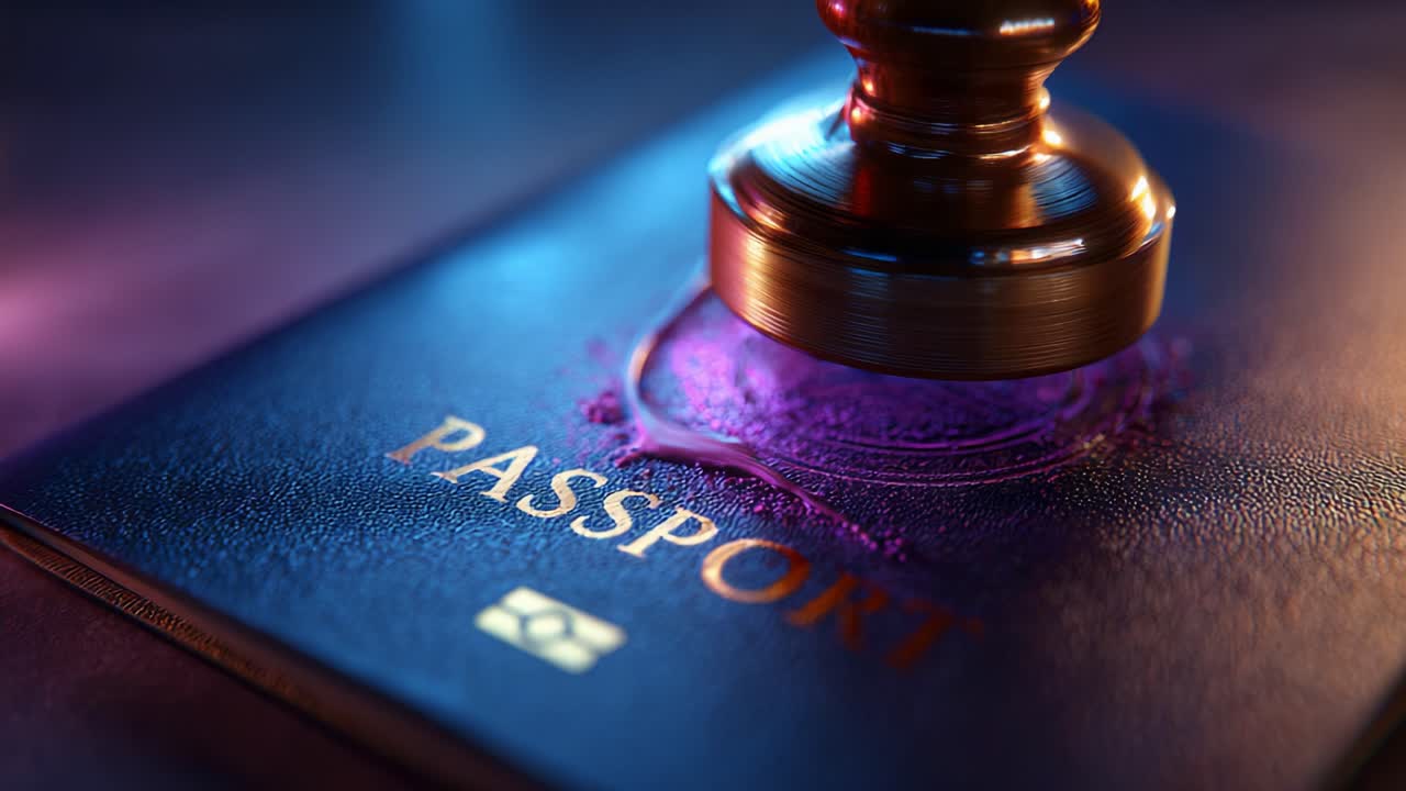 An Artistic Close-up View of a Passport with a Decorative Stamp Highlighting the Theme of Travel, Adventure, and Global Exploration in a Vibrant and Intricate Design
