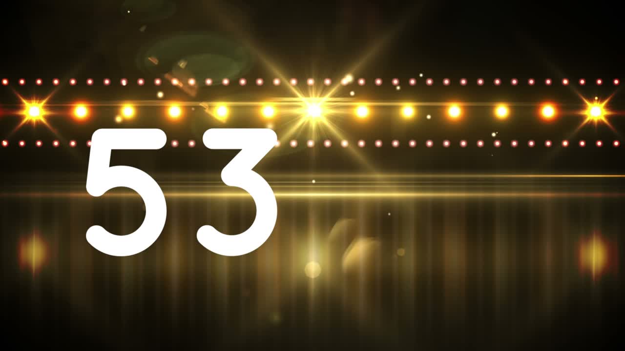 Animation of counting over lights on black background