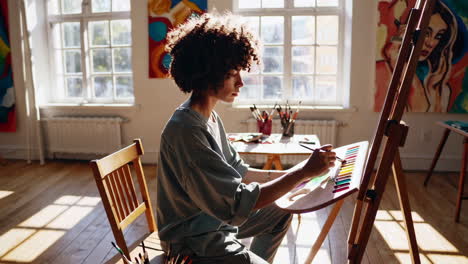 woman painting in an art studio