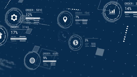 Animación-De-Iconos-Y-Procesamiento-De-Datos-Sobre-Fondo-Azul.