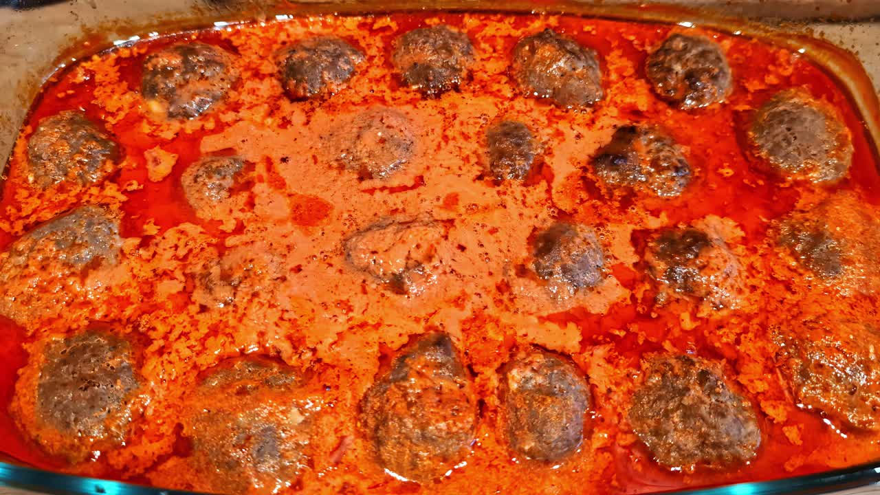 Meatballs in tomato sauce homemade italian cuisine recipe dish food up-close
