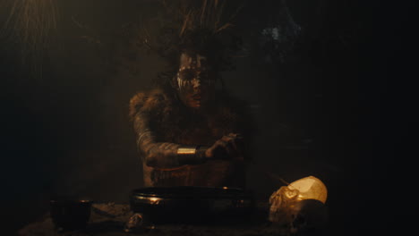 a witch in an old magical hut cast a curse